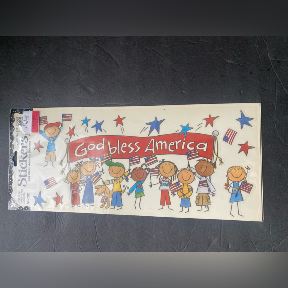 Me & My Big Ideas GOD BLESS AMERICA stickers new old stock patriotic 4th July